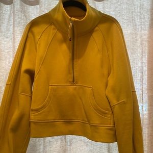Yellow cropped lululemon sweatshirt